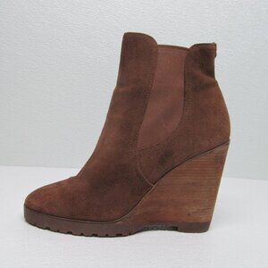 Michael Kors Thea Wedge Boots Brown Suede Leather Size 9M